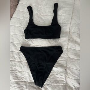Good American Stretch Black Bikini Set, Size 1/2 (S/M)
